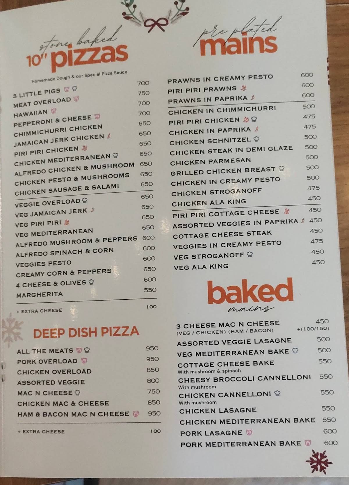 Origin Bistro menu