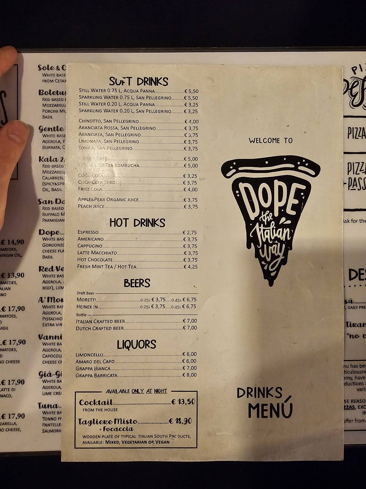 Menu de PIZZERIA DOPE