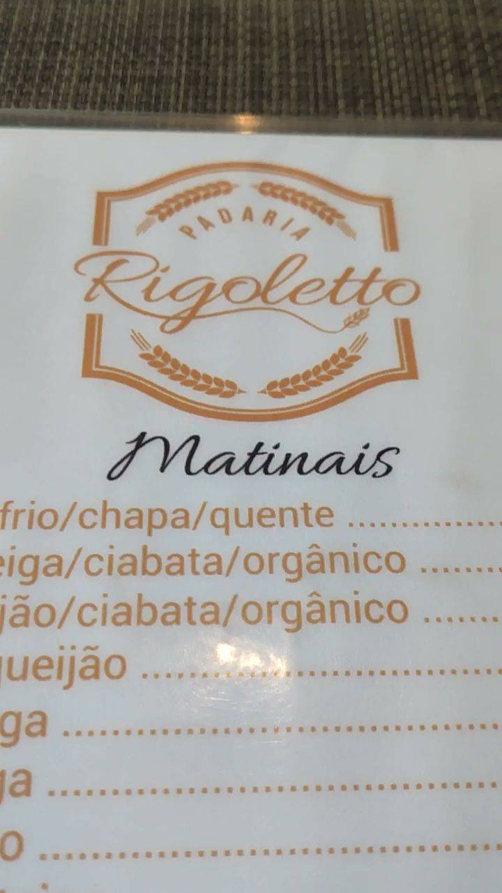 Padaria Rigoletto cardápio