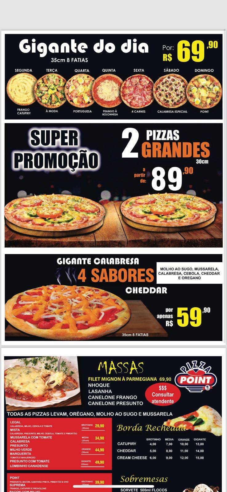 Pizza Point Salgado Filho cardápio