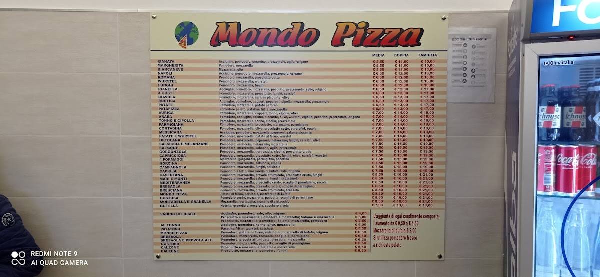 Menu at Pizzeria Mondo Pizza, Casa Santa