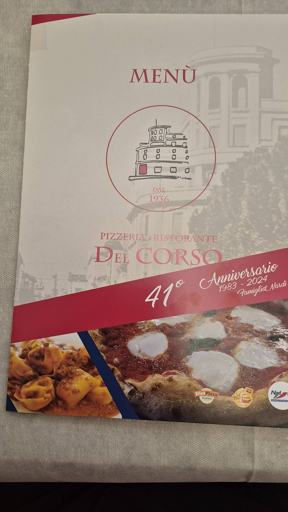 Menu di Pizzeria Ristorante Del Corso 