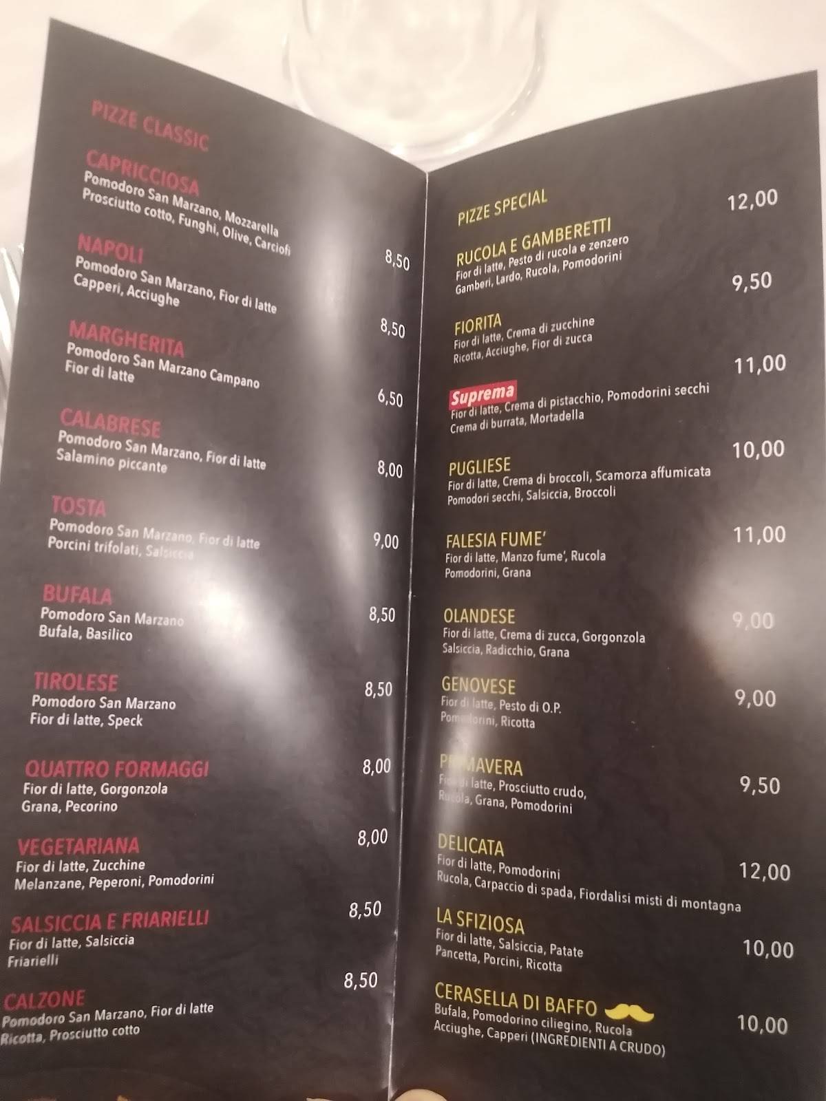 Menu di Falesia Pizzeria 
