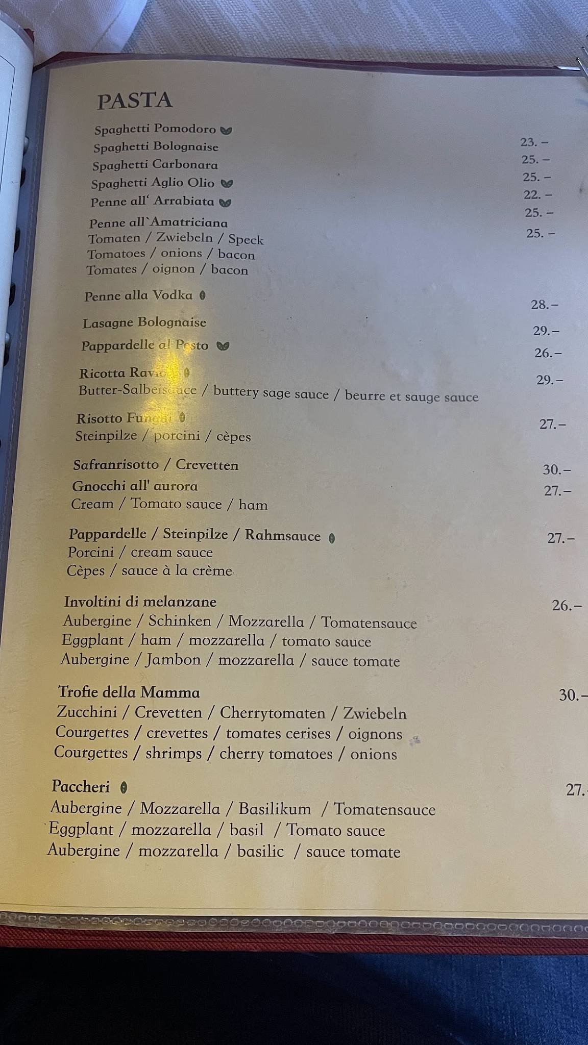 Menu di Pizzeria Roma 