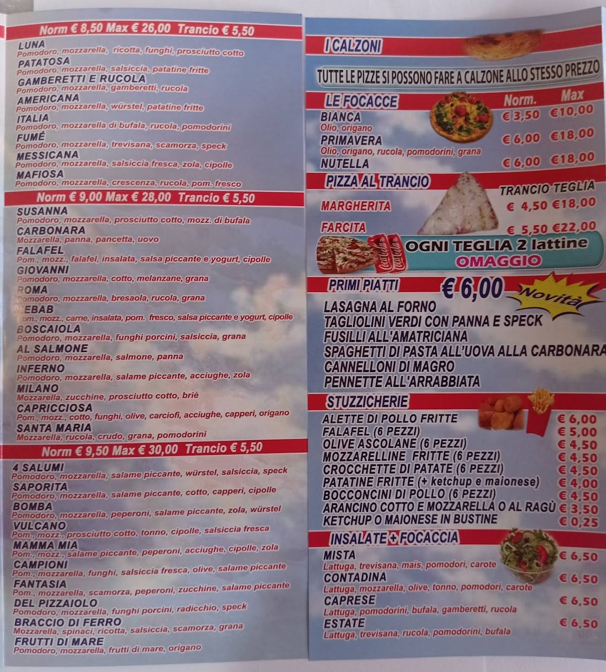 Menu di Pizzeria Santa Maria 
