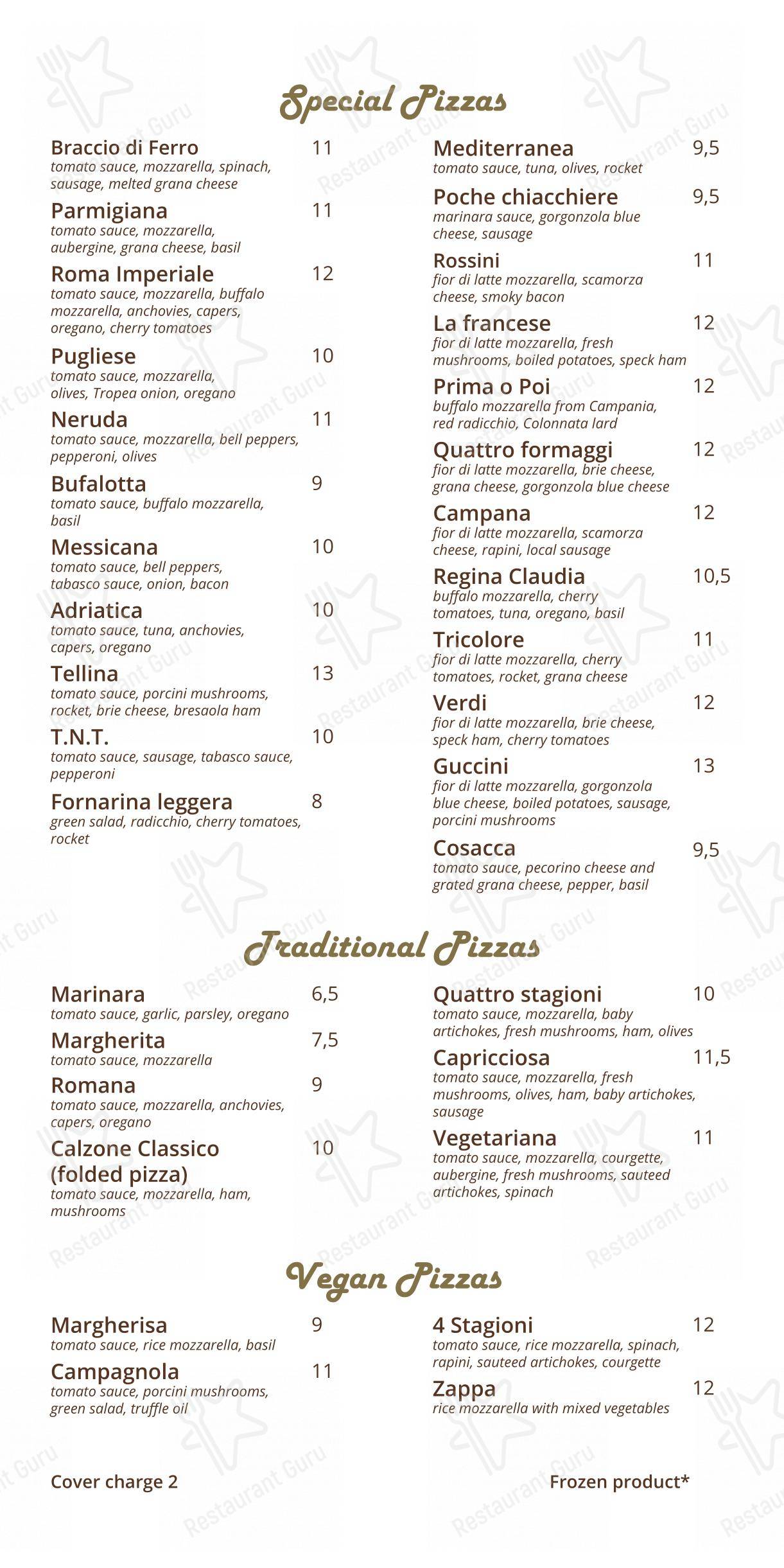 Menu bar per Prima O Poi in Rimini