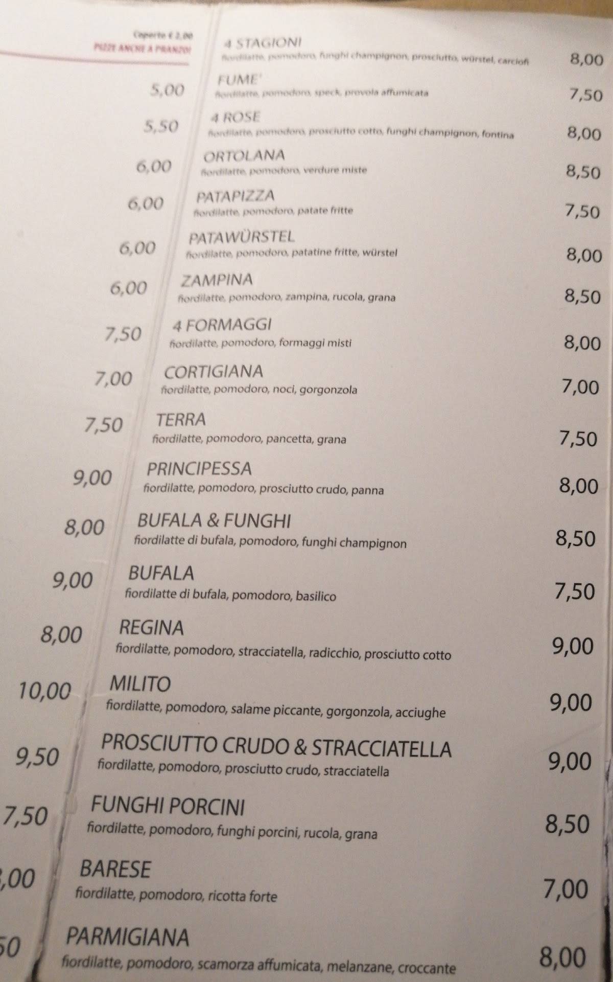 Menu di Quattro Rose 