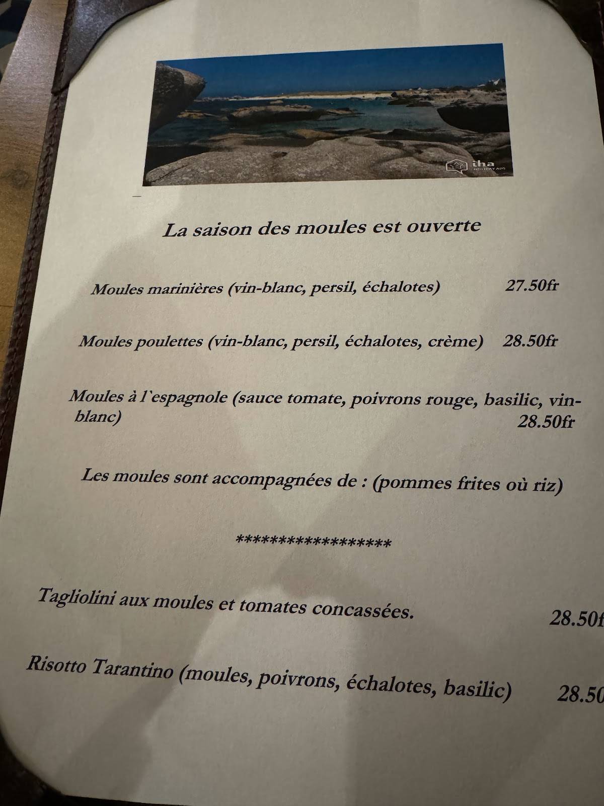 Menu di Restaurant de Moncor 