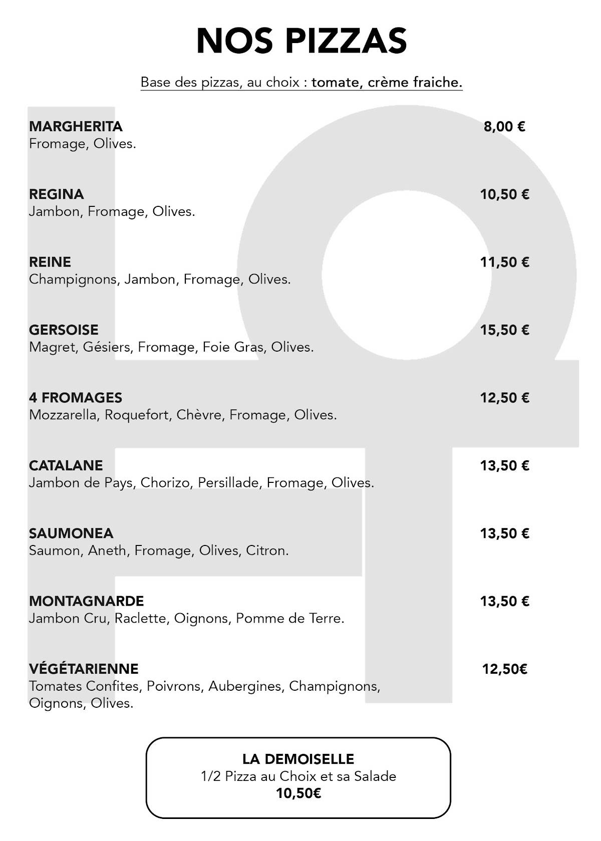 Menu de Rest'o loft