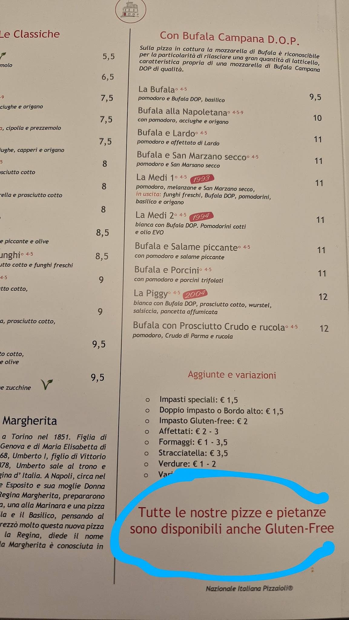 Menu di Pizzeria Ristorante Del Corso 