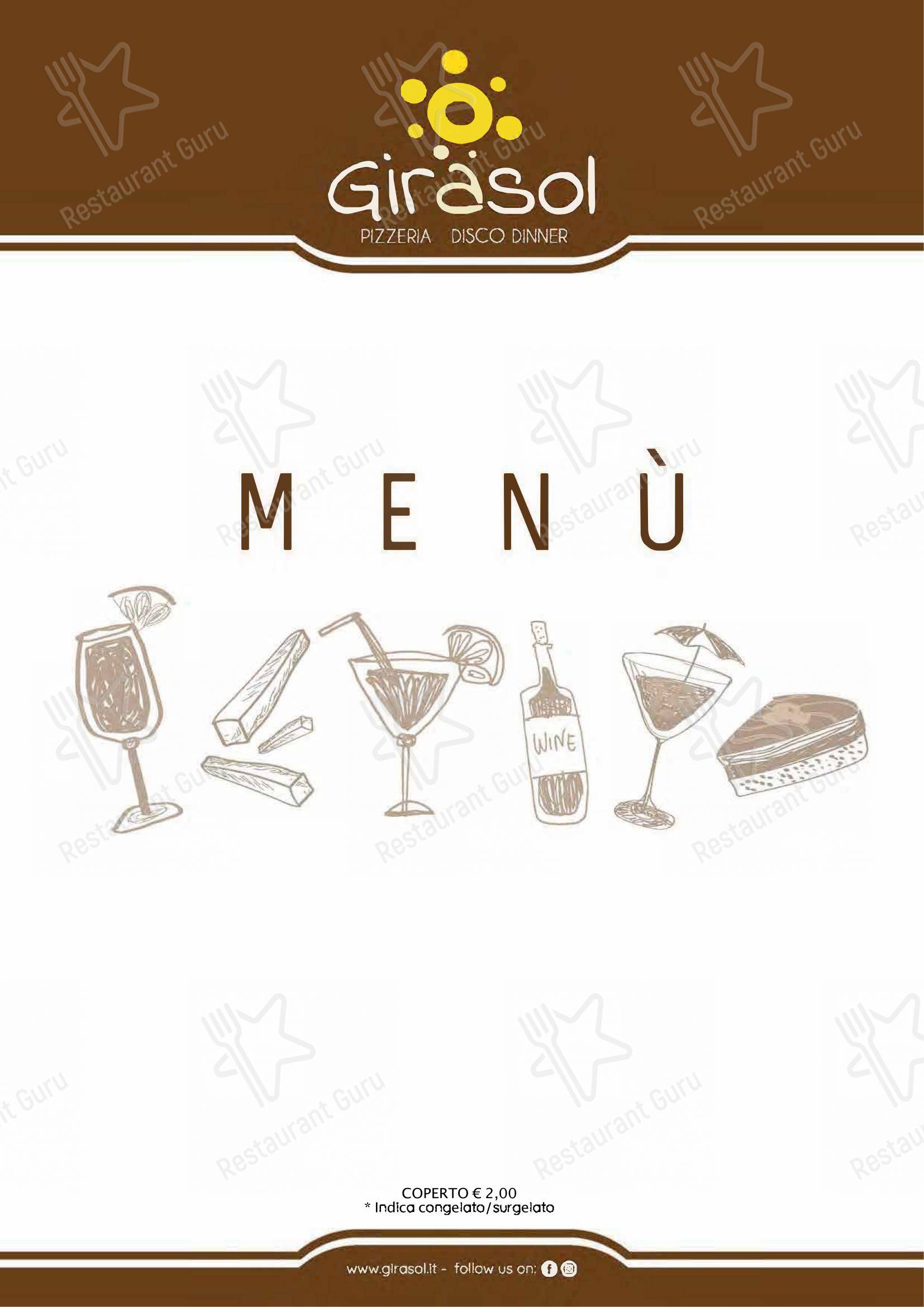 Menu di Pizzeria Ristorante Girasol - Основное меню