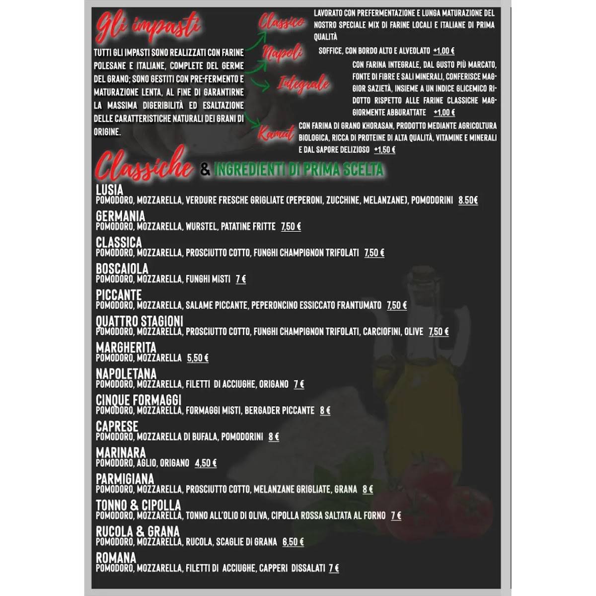 Menu di Rosso Basilico Rovigo - Pizzeria per asporto 