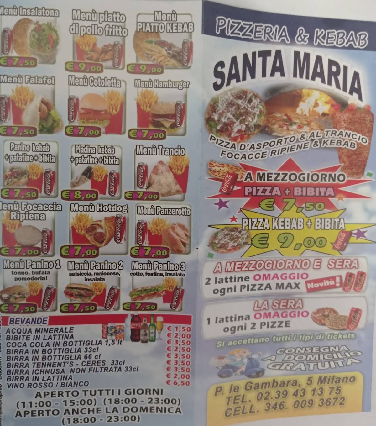 Menu di Pizzeria Santa Maria 