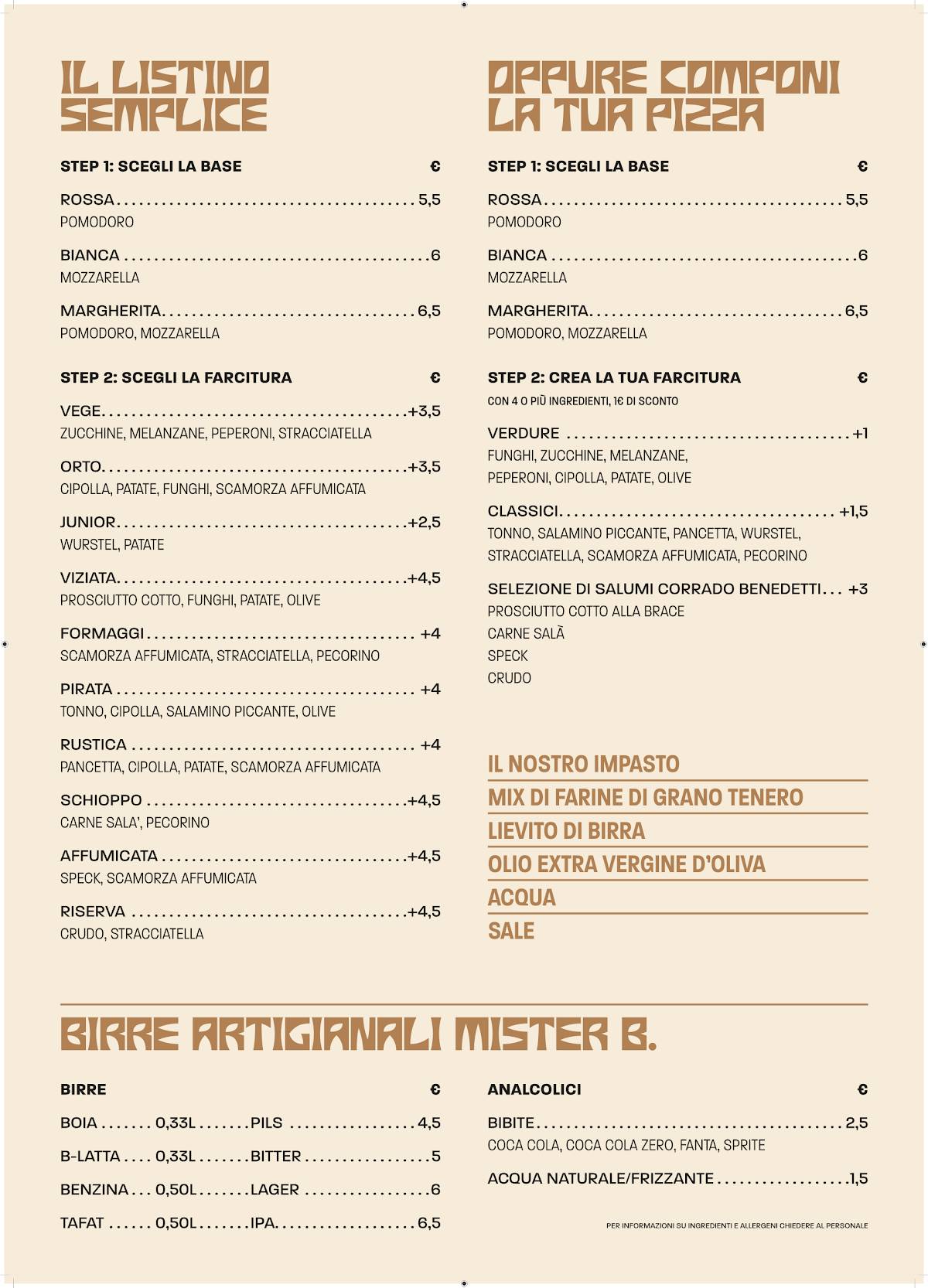 Menu di Pizzeria Semplice di Luca Gianlorenzi 