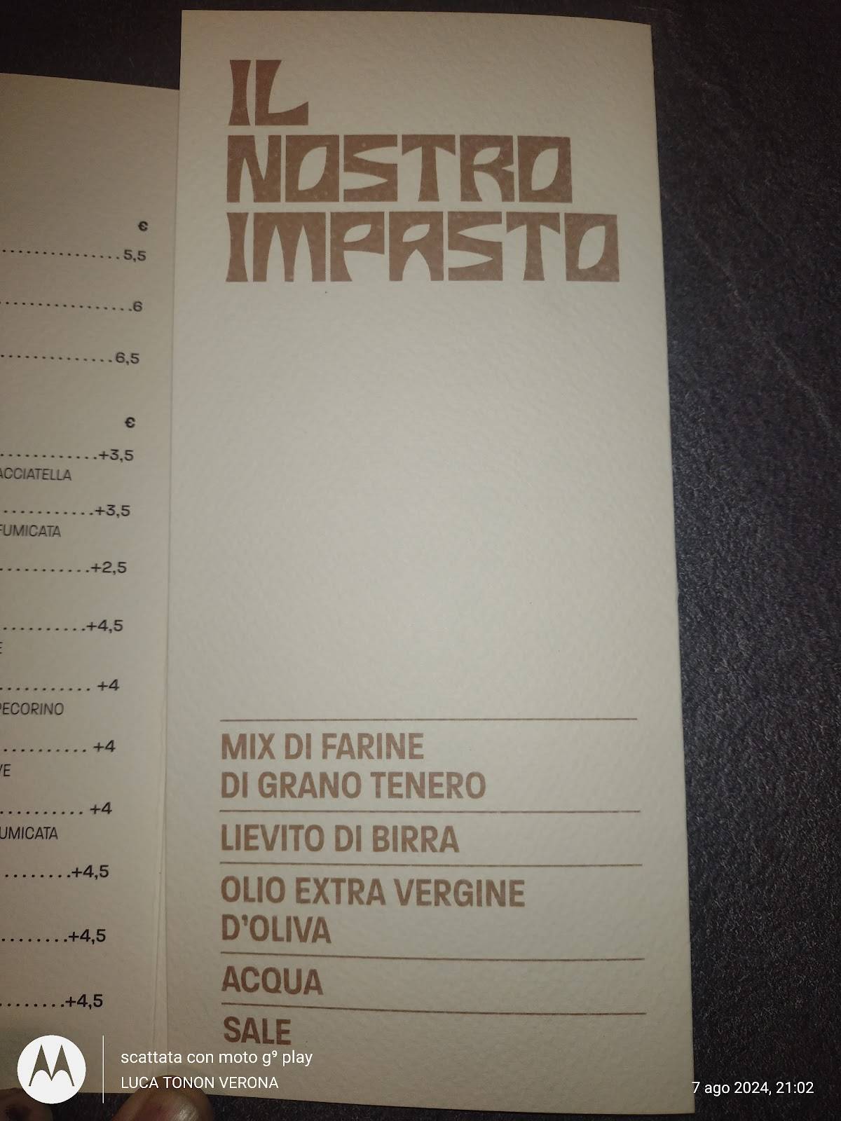 Menu di Pizzeria Semplice di Luca Gianlorenzi 