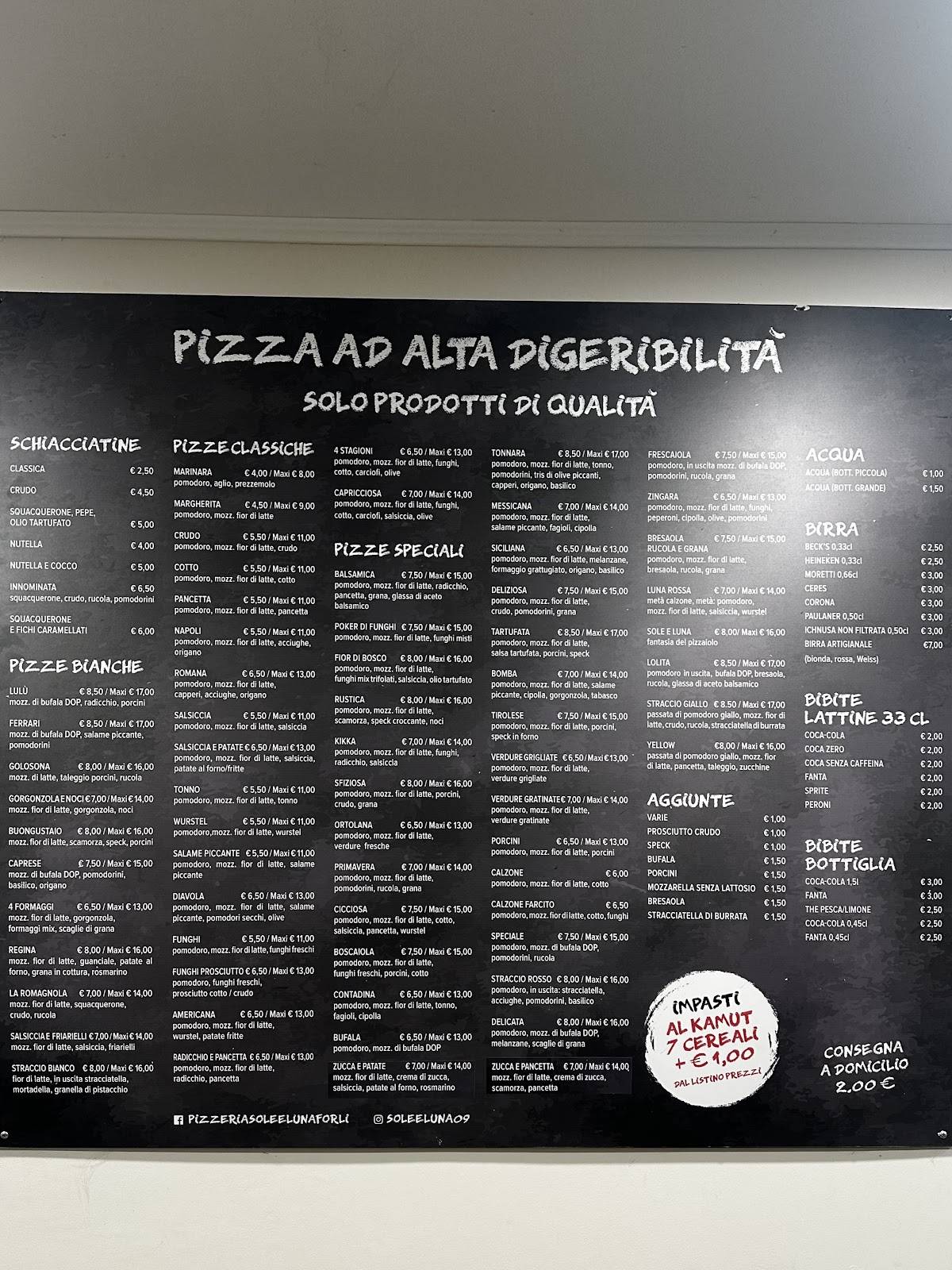 Menu di Sole e Luna 