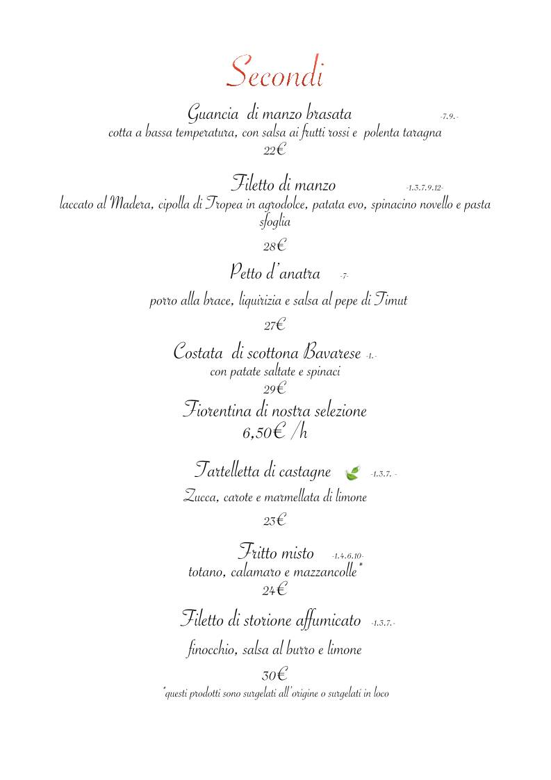 Menu di Villa Nasti Hotel Ristorante 