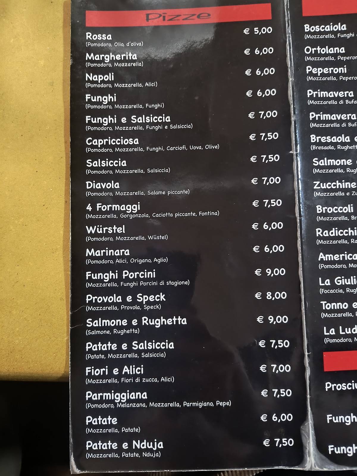 Menu di Pizzeria Zio Bello 