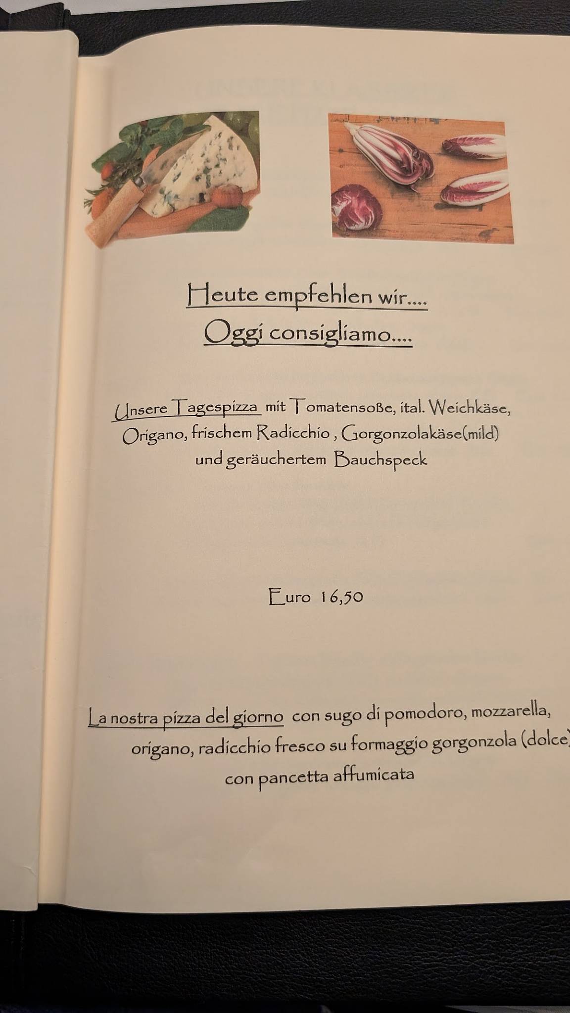Menu di Pizzeria Zur Traube 