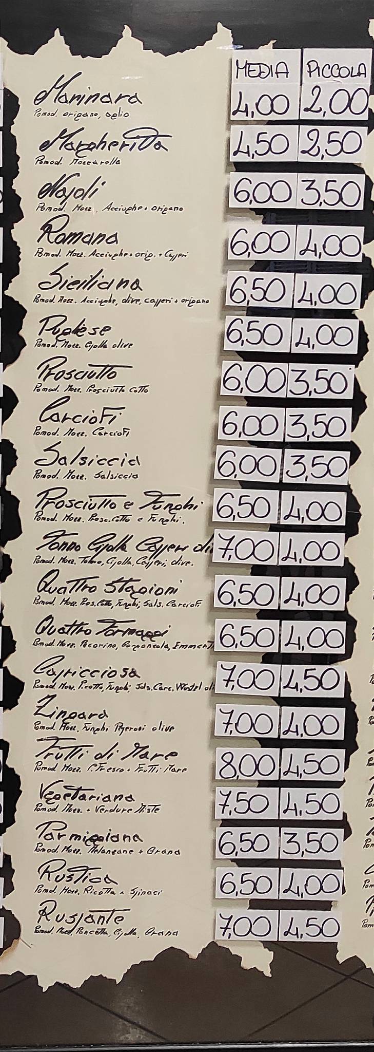 Menu di Pizzeria al Solito Posto Salsomaggiore Terme 