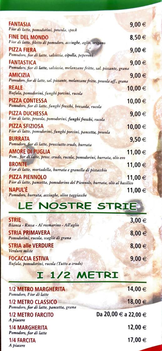 Menu di Pizzeria da Emilio 