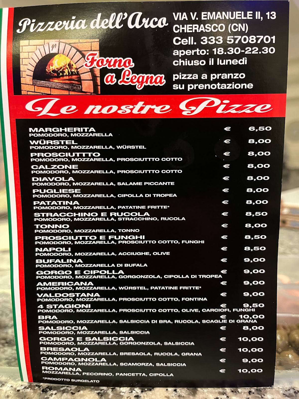Menu di Pizzeria dell’Arco 