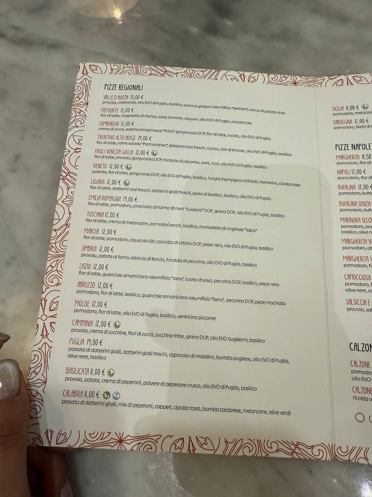 Menu di Pizzium 