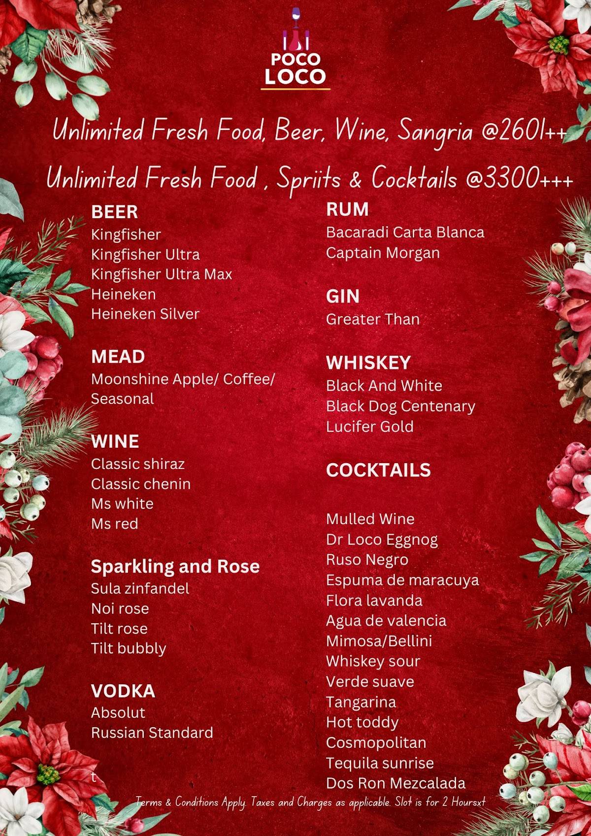 Poco Loco Town menu