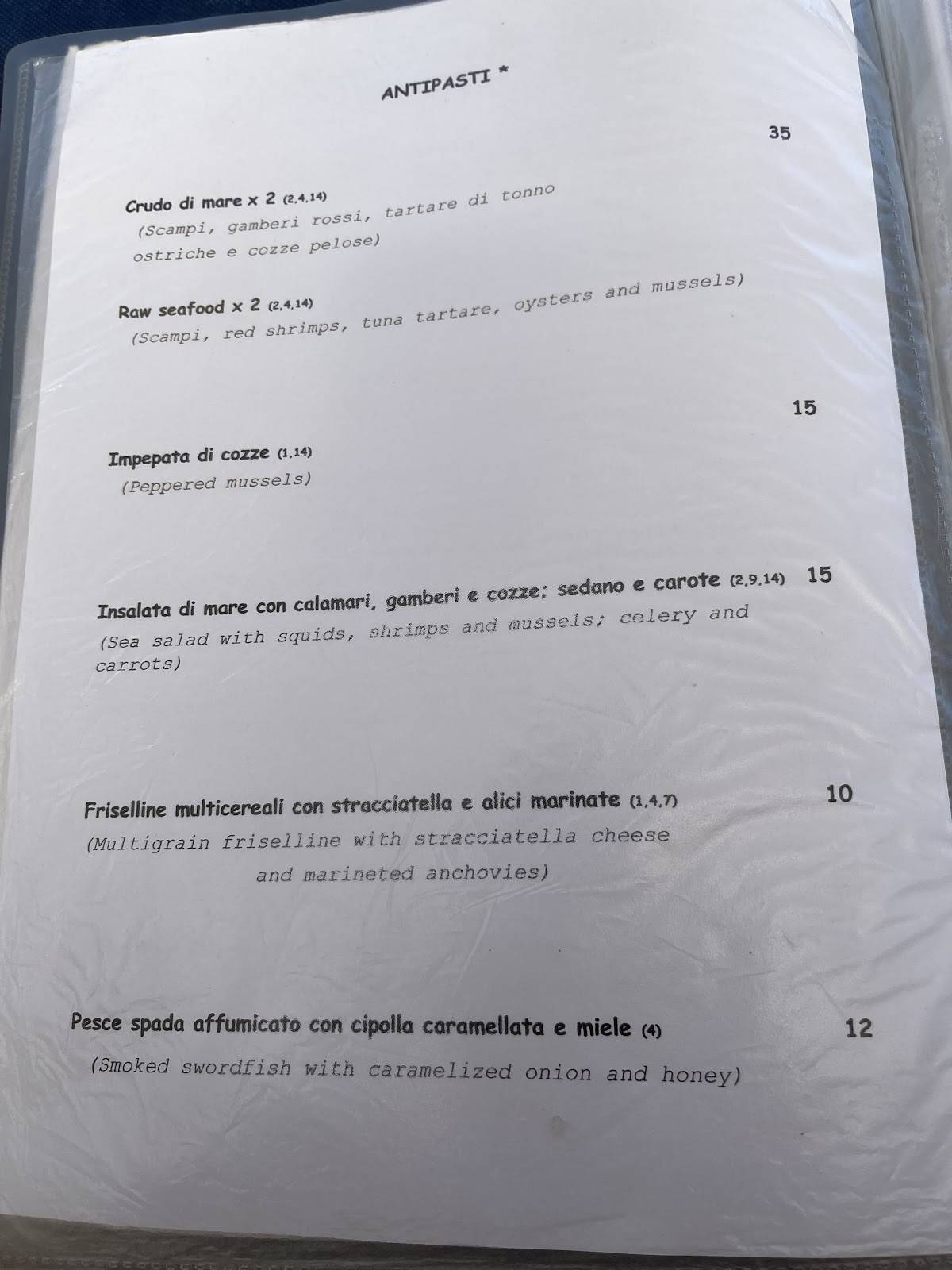 Menu di Poesia Restaurant and Bar 