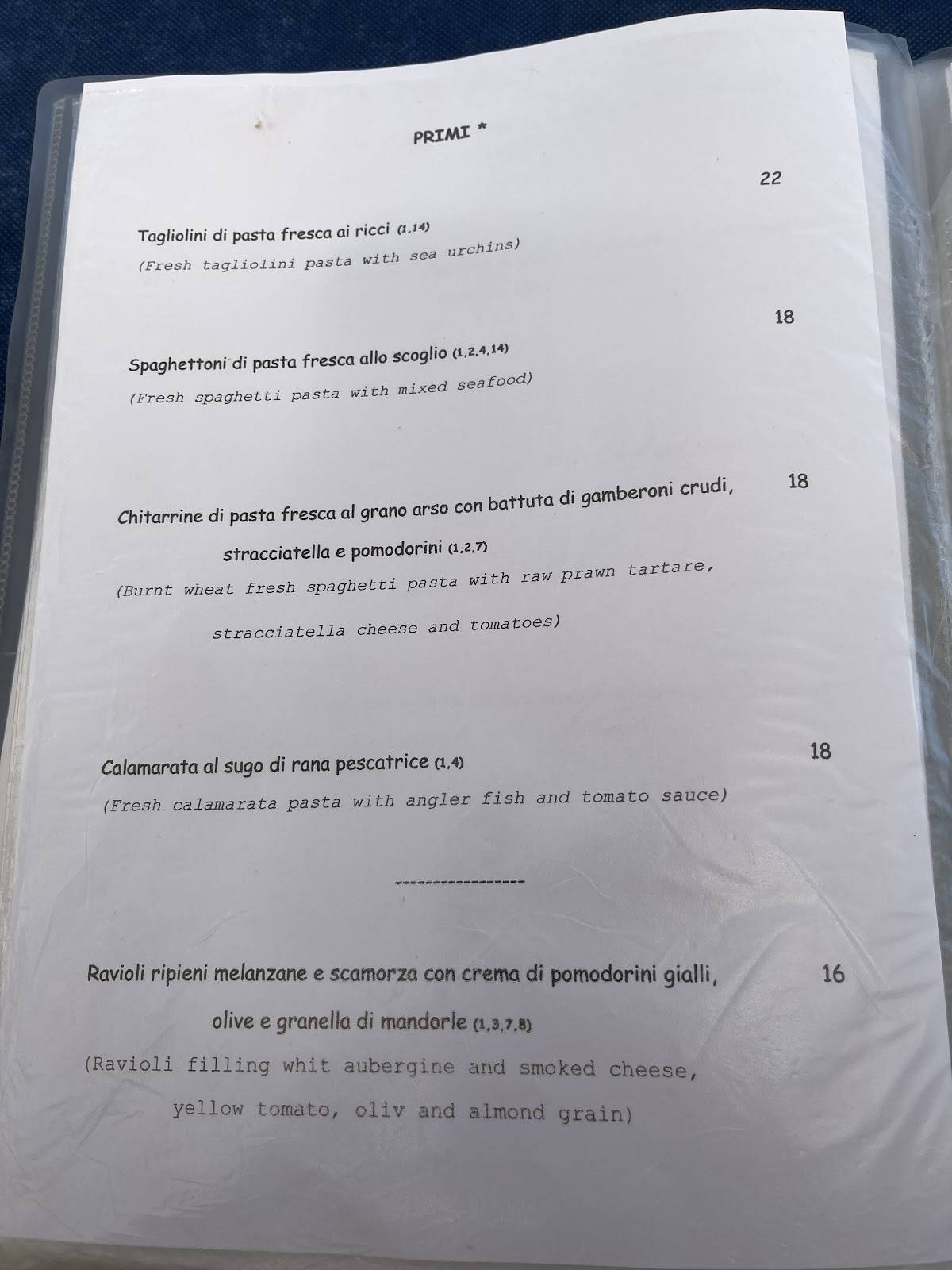 Menu di Poesia Restaurant and Bar 