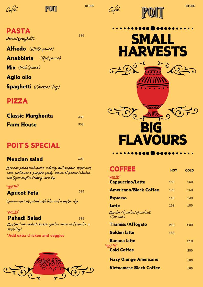 Poit From Hills Cafe & Store menu