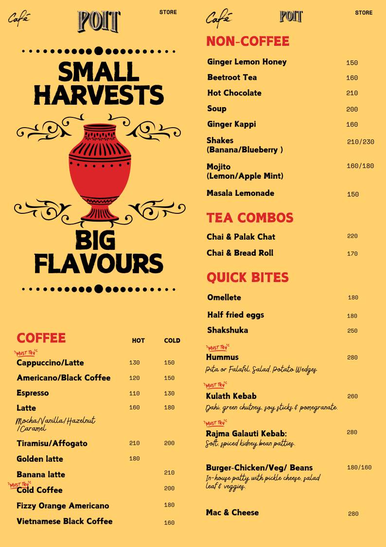 Poit From Hills Cafe & Store menu