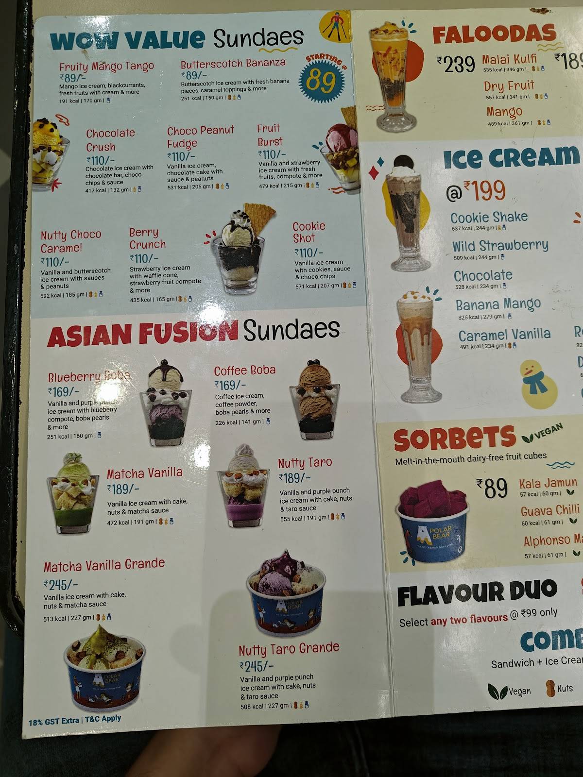Polar Bear Ice Cream - Sundaes - Kumaraswamy Layout menu