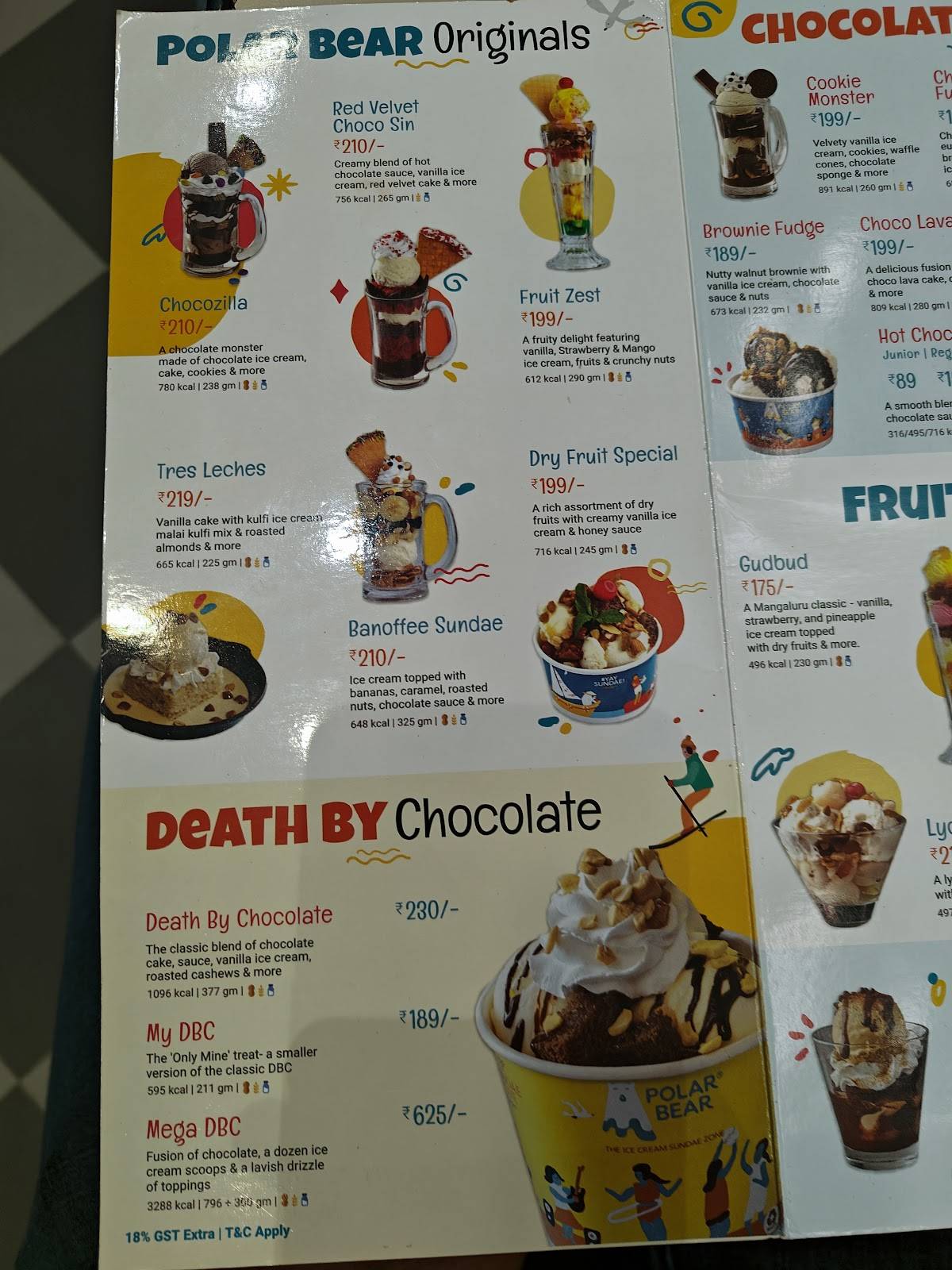 Polar Bear Ice Cream - Sundaes - Kumaraswamy Layout menu