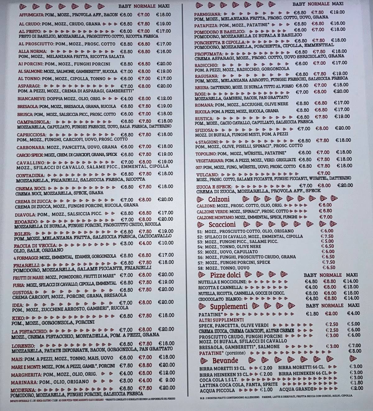 Menu di Pomodoro e Basilico 