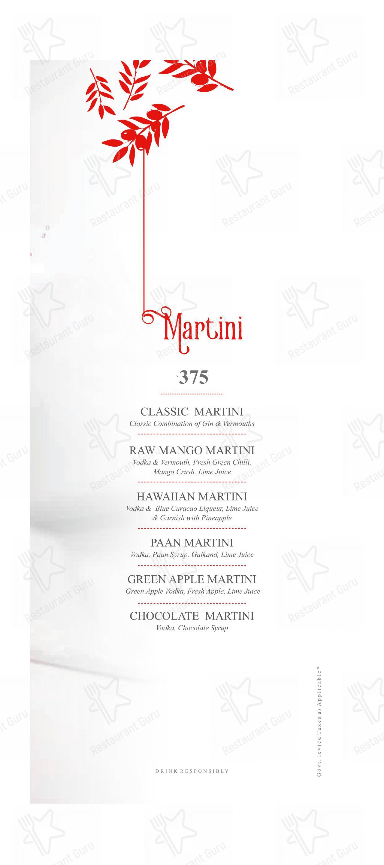 Portico Restaurant - Menu bar