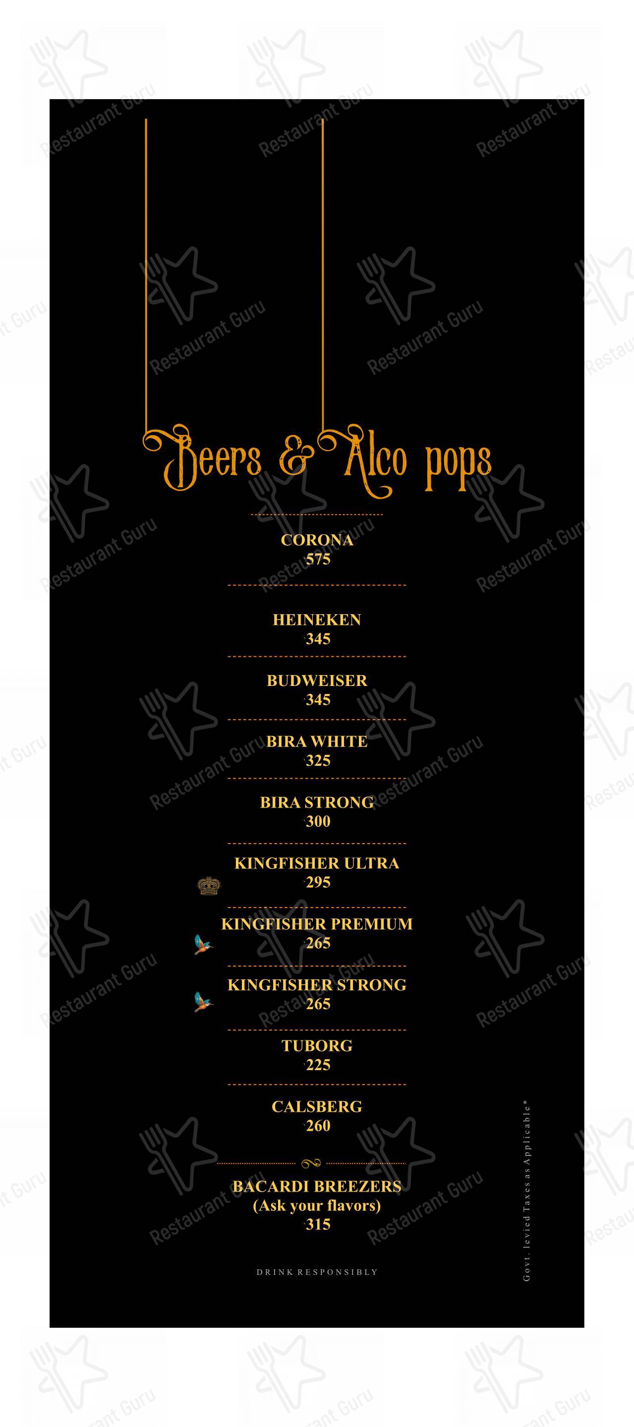 Portico Restaurant in Pune - Menu bar