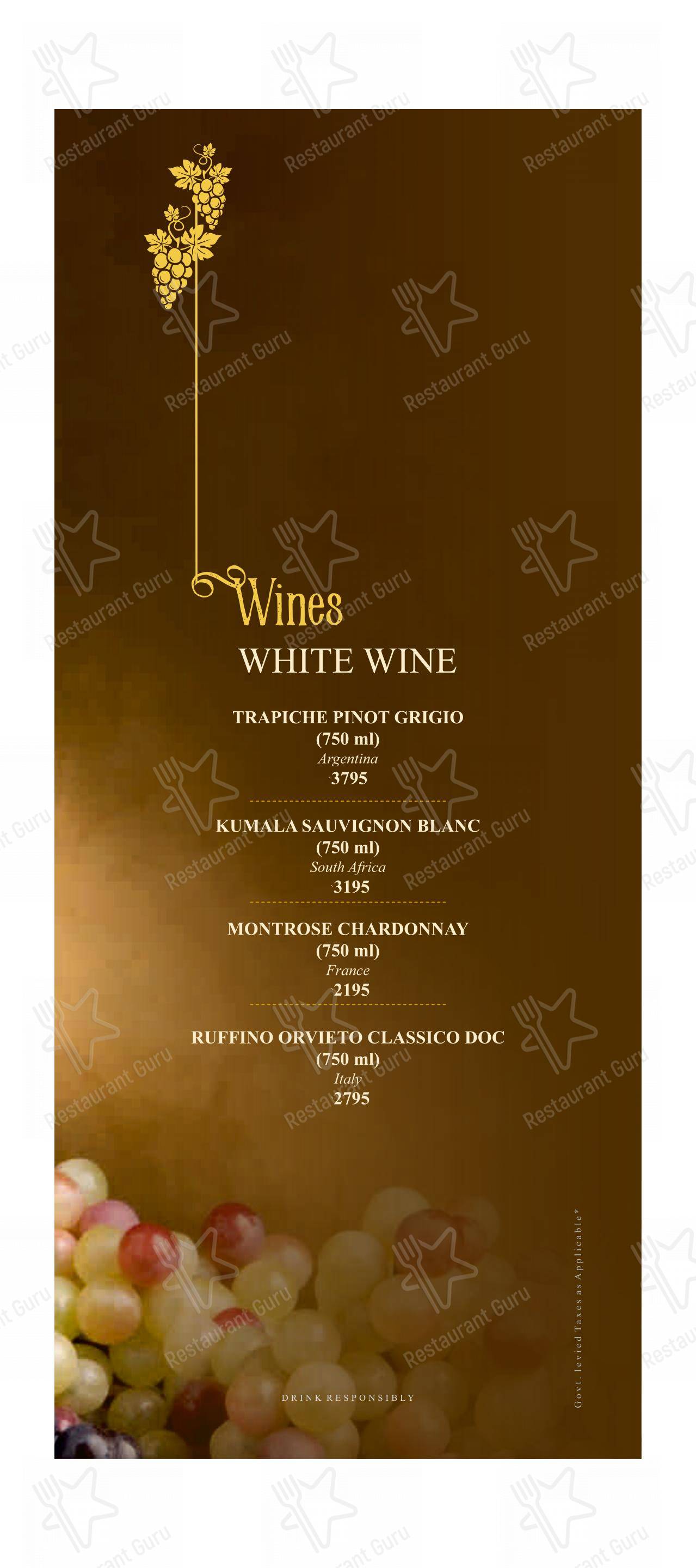 Menu bar for Portico Restaurant in Pune