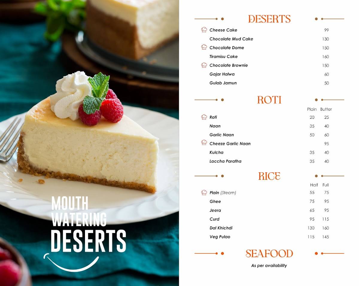 Posh Dining menu