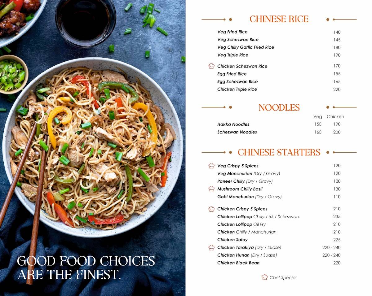 Posh Dining menu