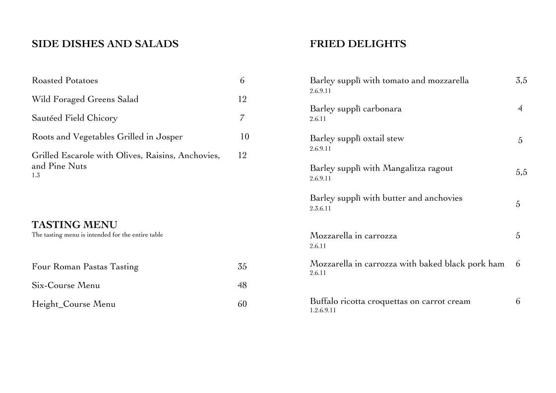 Menu di Proloco Trastevere 