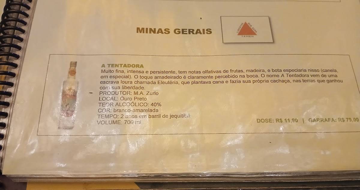 Academia da Cachaça cardápio