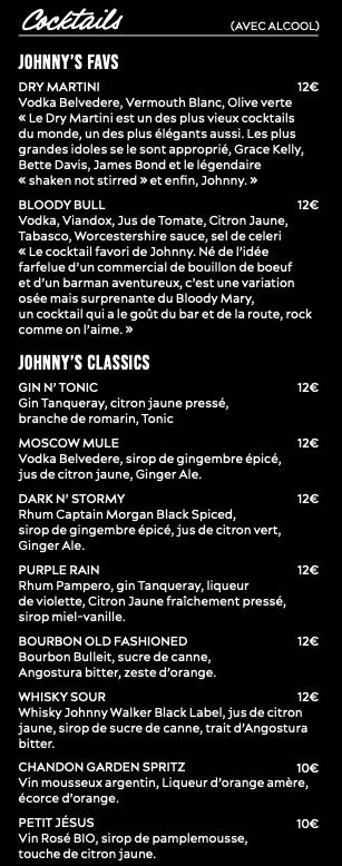 Menu de Live Bar