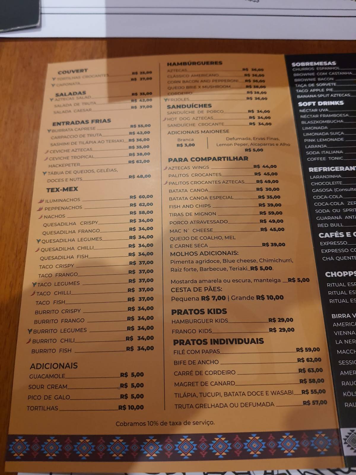 Aztecas Gastropub cardápio