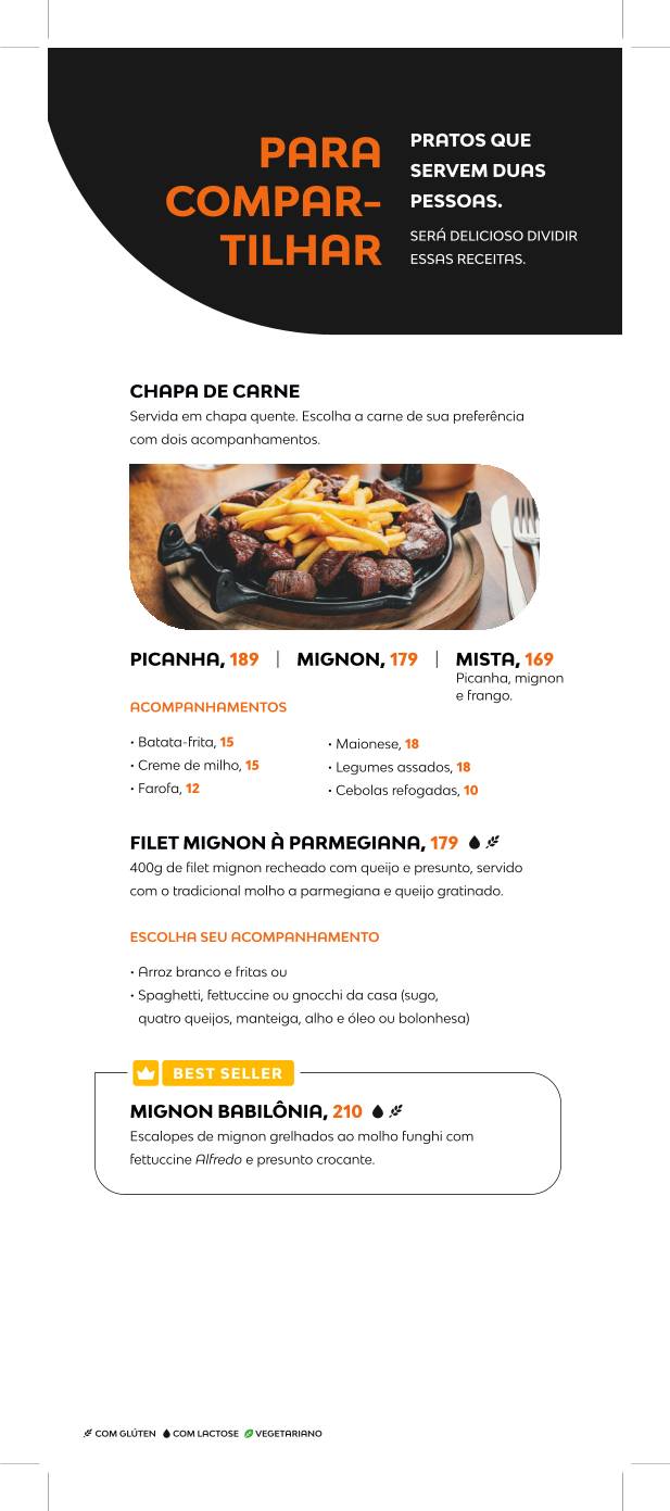 Babilônia Gastronomia cardápio