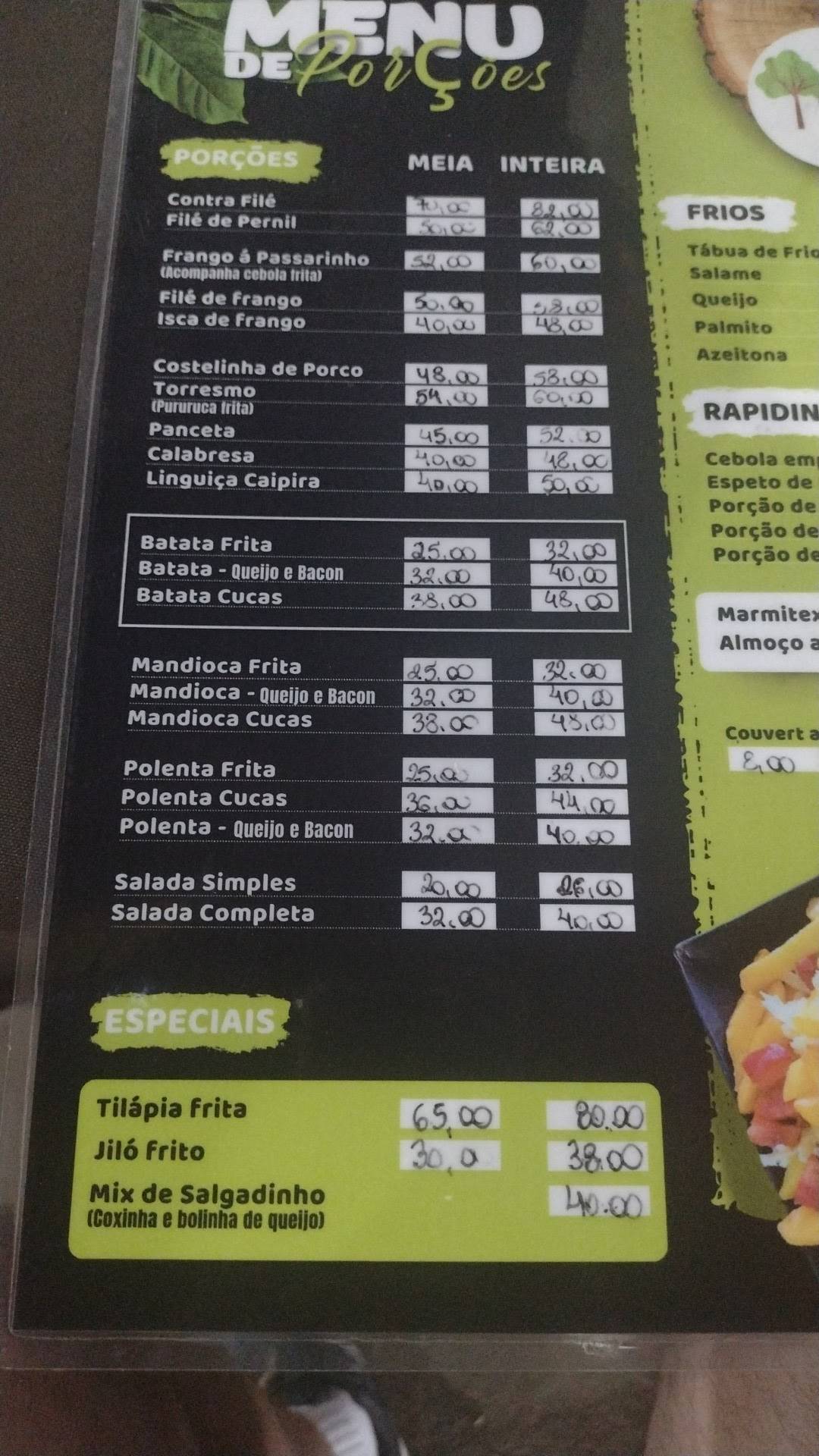 Bar Do Cuca cardápio