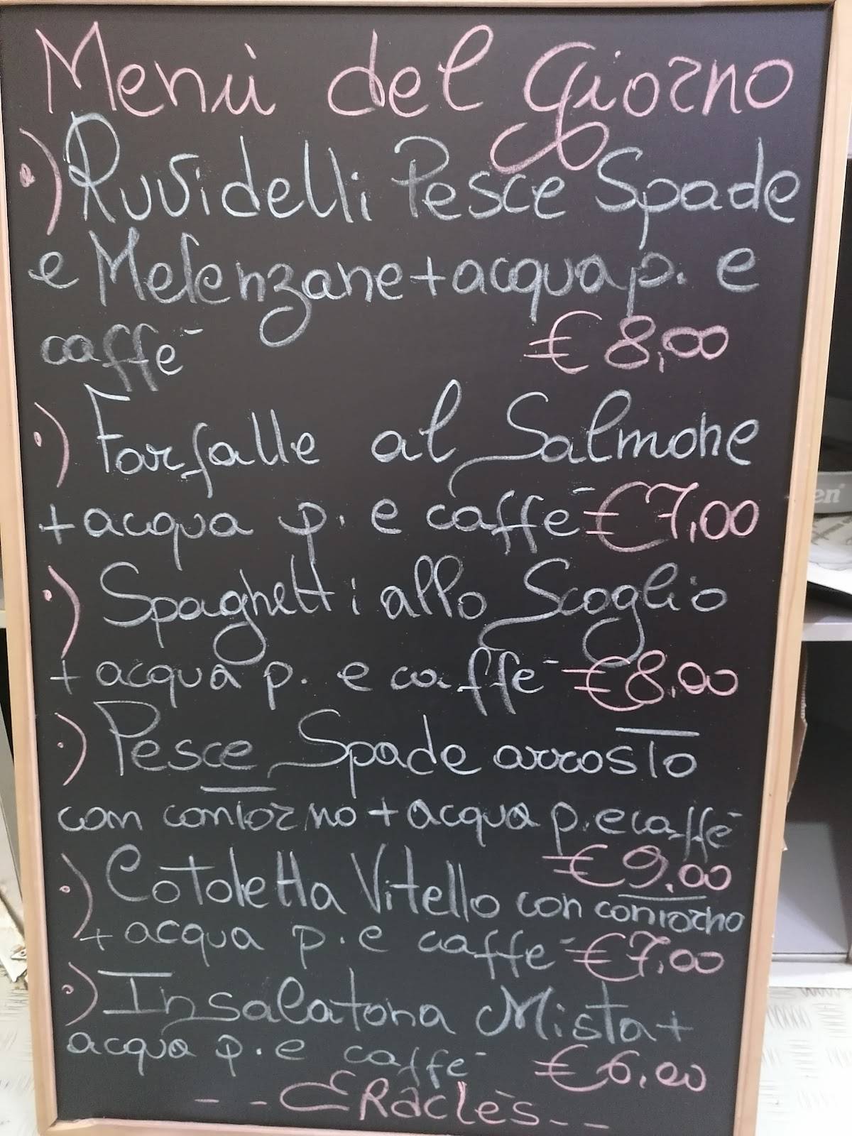 Menu di Bar Eracles 