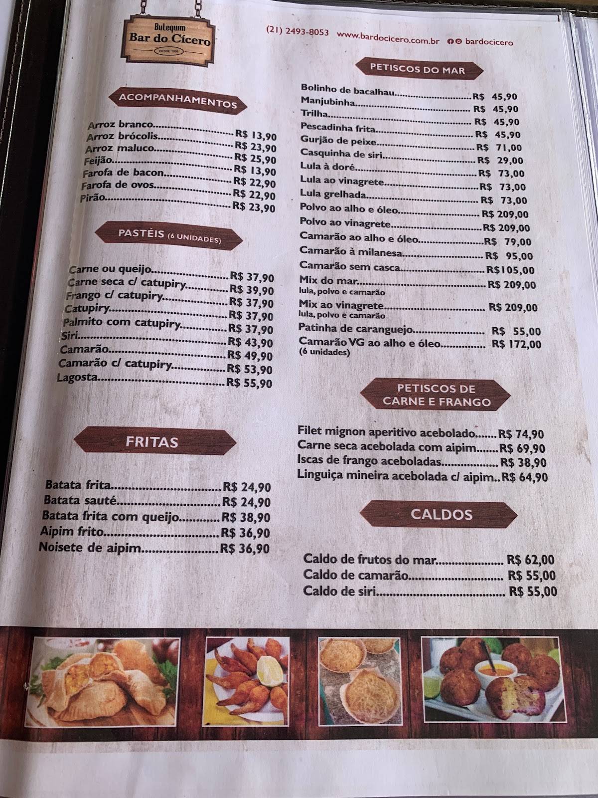 Bar Do Cícero cardápio