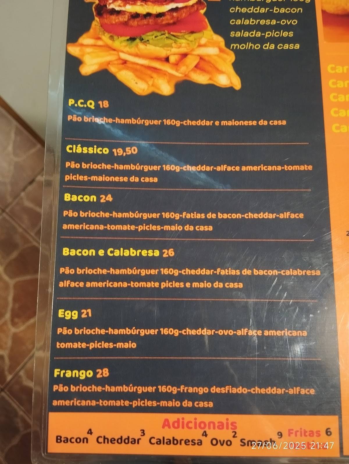 Barbaridades cardápio