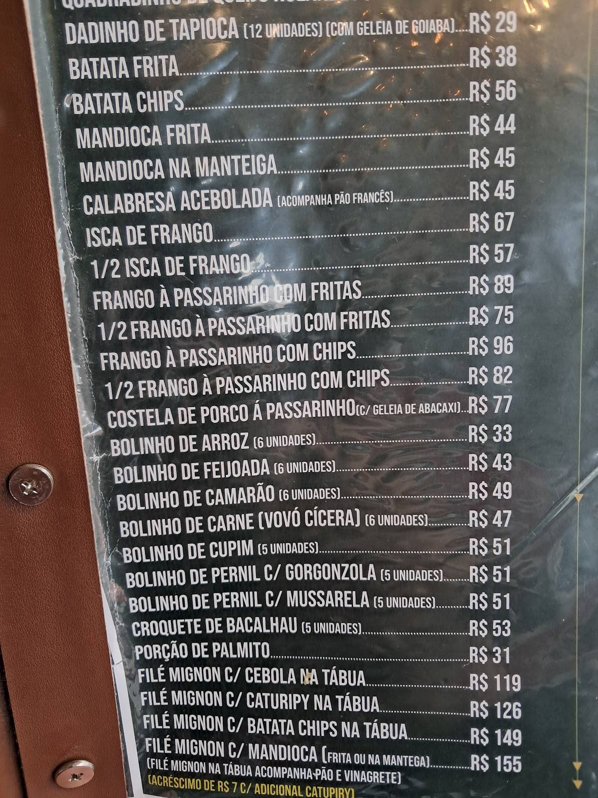 Boteco Seu Costa cardápio